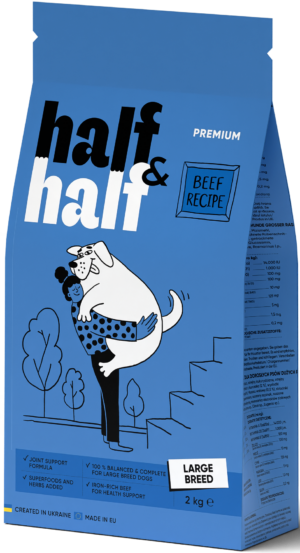 Half&Half Adult Dog Large Breed with Beef - 2kg