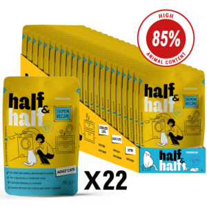 Half&Half Adult Cat Wet Food - Salmon recipe in Jelly 100g x22