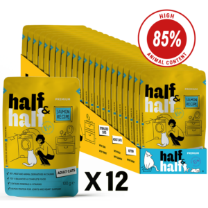 Half&Half Adult Cat Wet Food with Salmon in Jelly - 100g x12