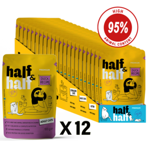 Half&Half Adult Cat Wet Food with Duck in Sauce - 100g x12