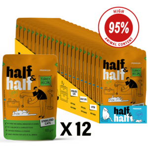 Half&Half Sterilized Cat Wet Food with Turkey in Jelly - 100g x12