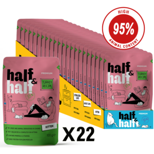 Half&Half Kitten Wet Food - Turkey recipe in Jelly 100g x22