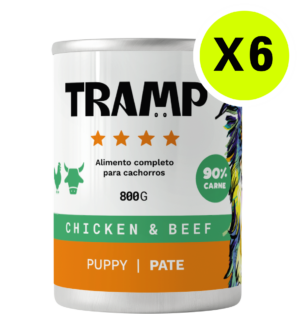 TRAMP Puppy Pate Chicken & Beef 800g x6