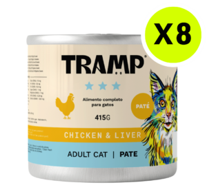 TRAMP Adult Cat Pate Chicken & Liver 415g x8