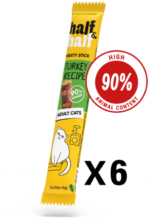 Half&Half Turkey Meat Sticks for Adult Cats x6