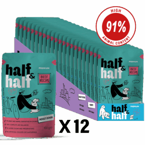 Half&Half Adult Dog Wet Food with Beef in Sauce 100g x12