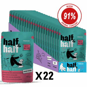 Half&Half Adult Dog Wet Food - Beef recipe in Sauce - 100g x22
